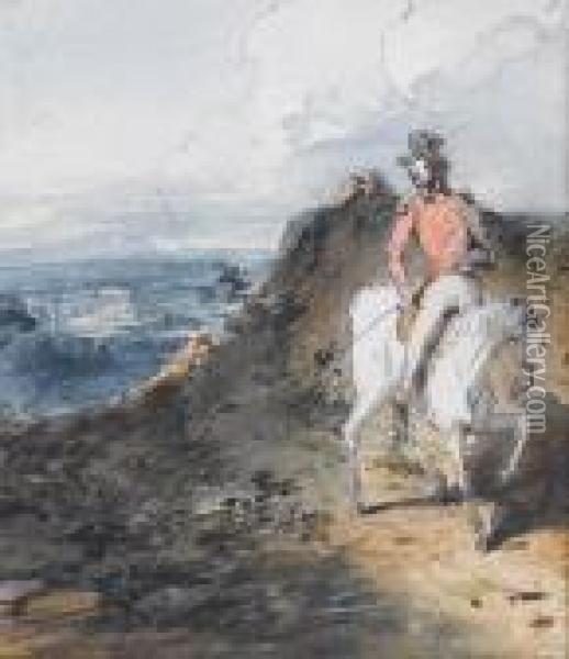 Captain Booth Rides Off To Join His Regiment,an Illustration To Fielding's Oil Painting - George Chinnery