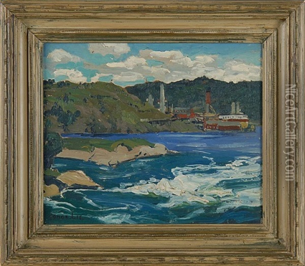 River Rapids Oil Painting - Jonas Lie