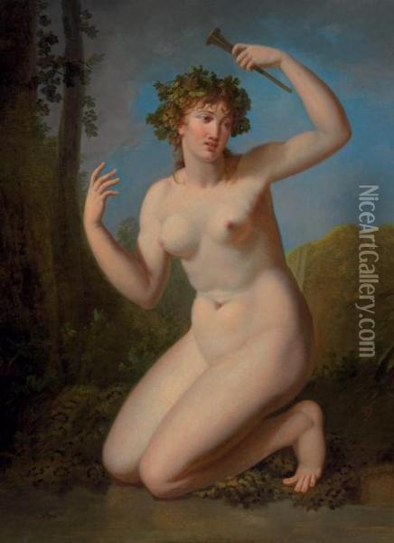 A Bacchante In A Wooded Grove Oil Painting - Jacques Antoine Vallin