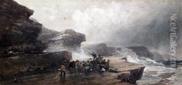 Filey Brigg, Yorkshire Oil Painting - William Roxby Beverley