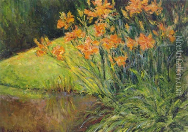 Coin De Jardin De Claude Monet A Giverny Oil Painting - Blanche Hoschede-Monet