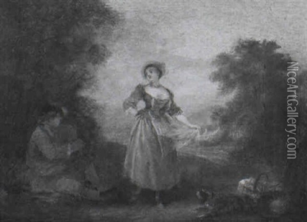 An Arcadian Landscape With A Shepherdess And A Shepher Playing A Bagpipe Oil Painting - Jean-Baptiste Pater