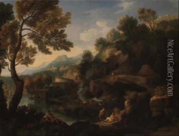A Classical Landscape Oil Painting - Jan Frans van Bloemen