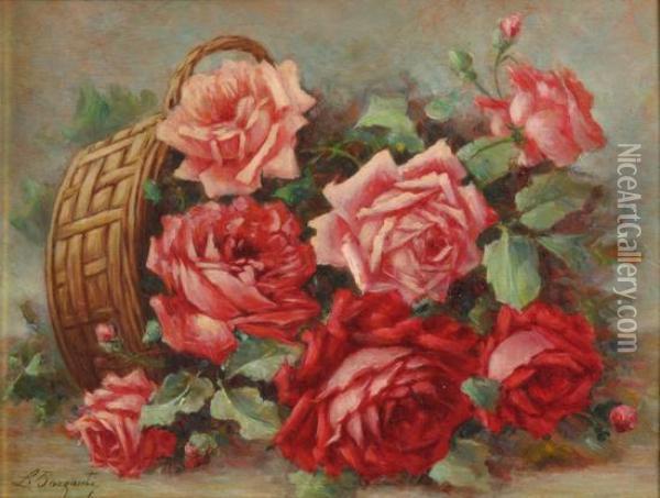 Cesto Di Rose Rosse Oil Painting - Licinio Barzanti