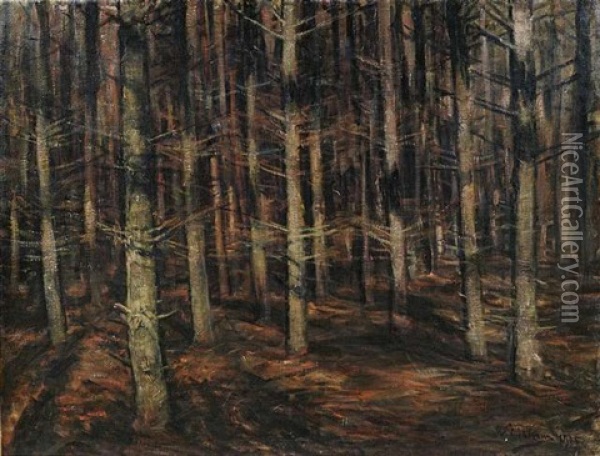 Waldinneres Oil Painting - Walter Leistikow
