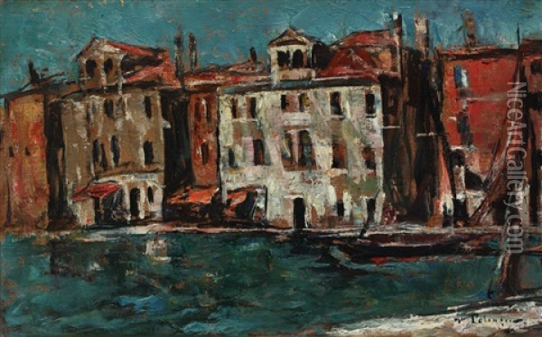 Houses In Chioggia Oil Painting - Gheorghe Petrascu