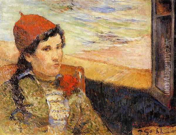Young Woman At A Window Oil Painting - Paul Gauguin