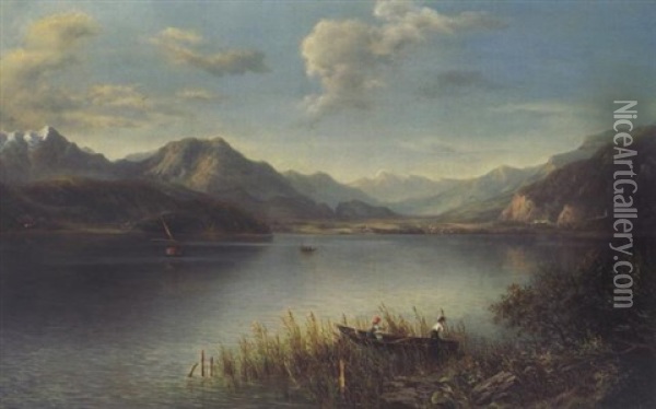 Landschaft Im Salzkammergut Oil Painting - Wilhelm Erhardt