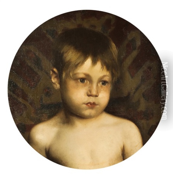 Kopf Eines Jungen Oil Painting - Augustin Vlcek