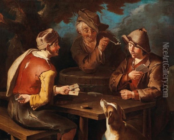 The Card Players Oil Painting - Giacomo Francesco Cipper