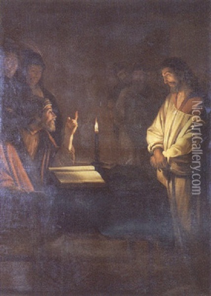 Le Christ Devant Caiphe Oil Painting - Gerrit Van Honthorst