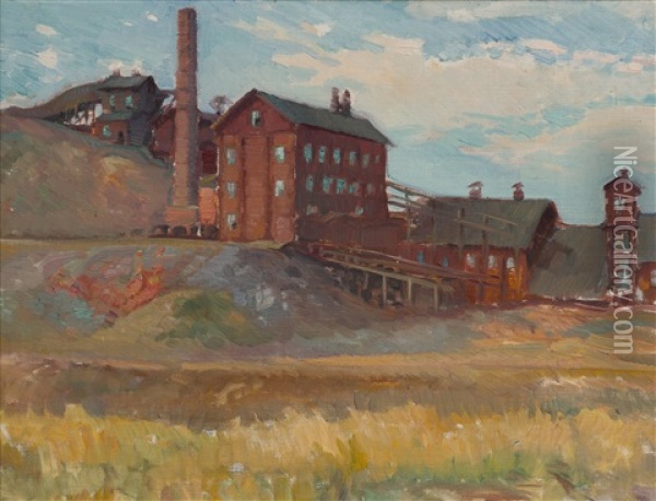The Collper Factory In Outokumpu Oil Painting - Vaeinoe Haemaelaeinen