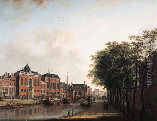 The Houtgracht, now the Daniel Meijerplein, Amsterdam Oil Painting - Jan ten Compe