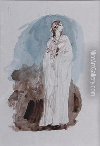 Watercolour Sketch Of A Classical Female Figure Oil Painting - William Boxall