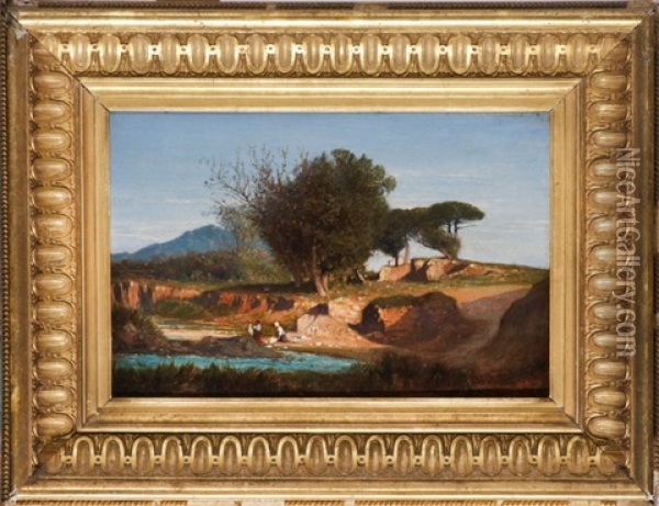 Laveuses De Linge Dans La Campagne Romaine Oil Painting - Adolphe-Paul-Emile Balfourier
