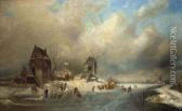 Hollandische Winterlandschaft Oil Painting - Charles Henri Leickert