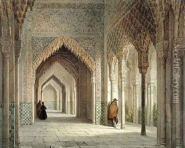 The Court Room of the Alhambra, Granada 1853 Oil Painting - Leon Auguste Asselineau