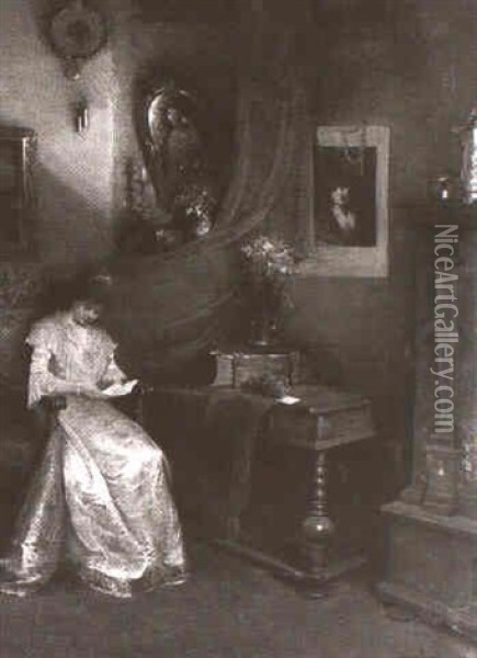 Lesende Dame Im Salon Oil Painting - Jeanna Maria Charlotta Bauck