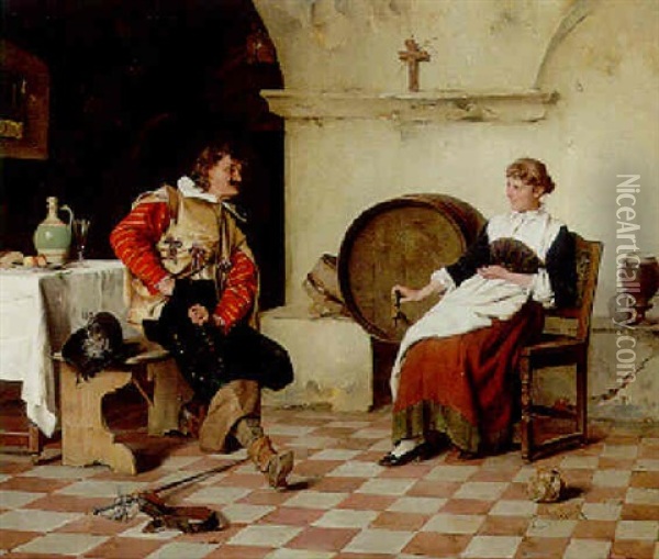 The Cavalier's Tale Oil Painting - Ernst Meisel