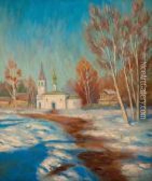 Spring Landscape Oil Painting - Sergey Arsenievich Vinogradov