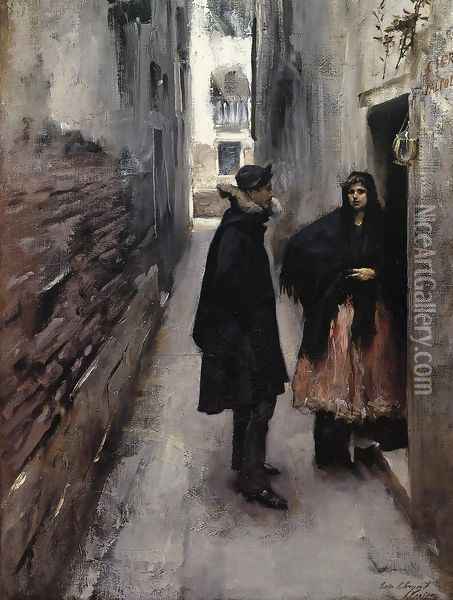 A Street In Venice Oil Painting - John Singer Sargent