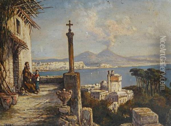 View Across The Bay Of Naples Oil Painting - Consalvo Carelli