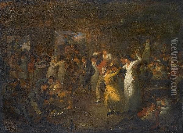 Sailors Carousing In The Long Room, Portsmouth Oil Painting - Julius Caesar Ibbetson