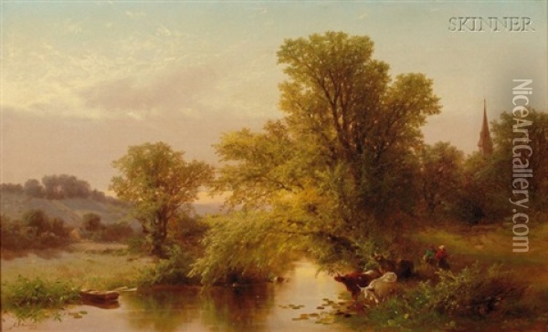 Afternoon On The River Oil Painting - Albert Fitch Bellows