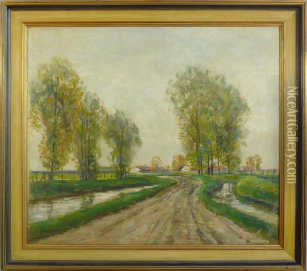 Landschaft Am Niederrhein Oil Painting - R. Falkenberg