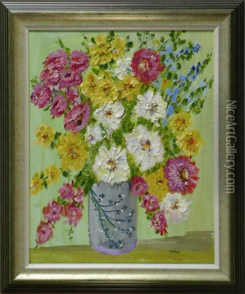 Blumenstilleben Ingrau-violetter Vase Oil Painting - Hugo Paul Harrer