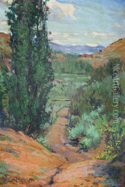 Untitled (path Through The Foothills) Oil Painting - Elmer Wachtel