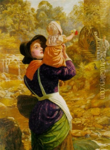 Home From The Market Oil Painting - Arthur Hughes