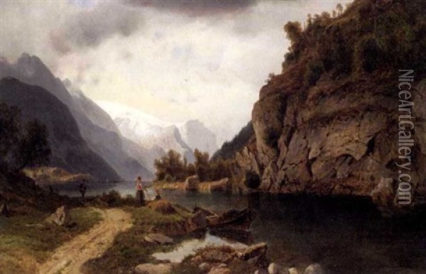 Vestlandsfjord Oil Painting - Johannes Bartholomaeus Duntze
