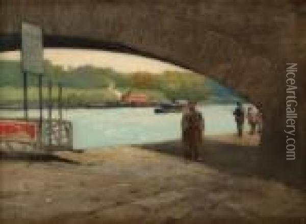 Fishermen By An Arch Oil Painting - Henry Bayley Snell