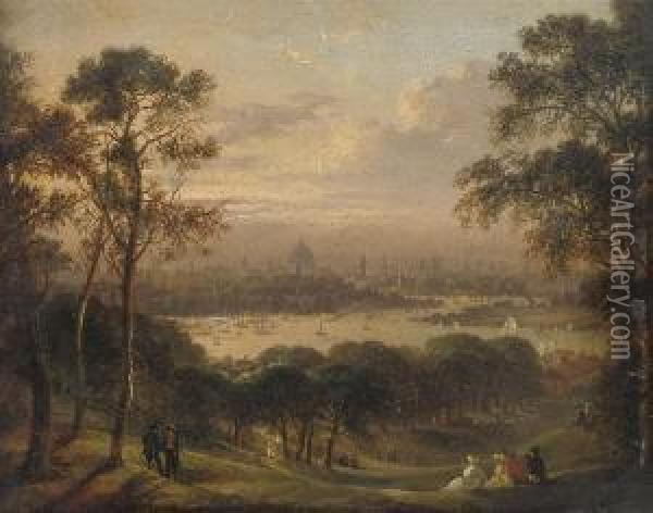 London From Greenwich Oil Painting - Edmund Bristow