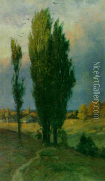 Herbstabend Oil Painting - Oswald Gette