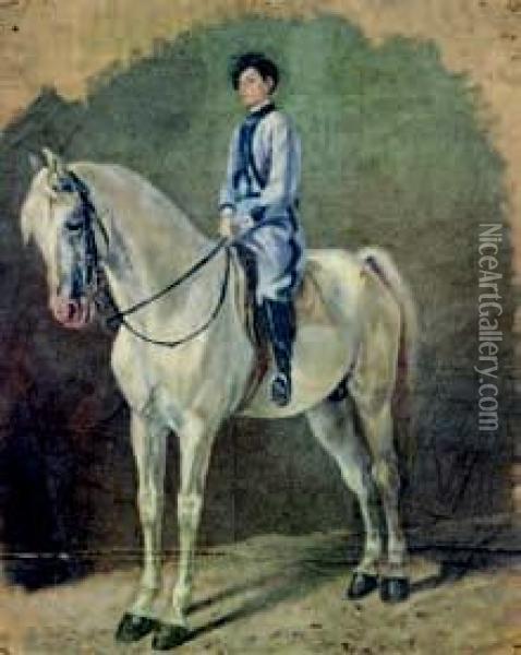 Bimbo A Cavallo Oil Painting - Carlo Pittara