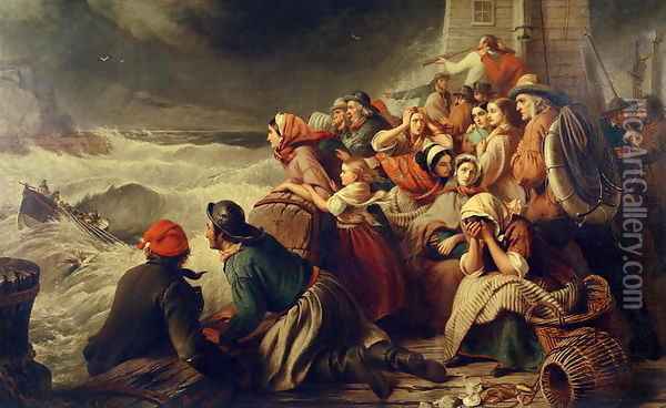The Life Boat Going to the Rescue 1861 Oil Painting - Thomas Brooks