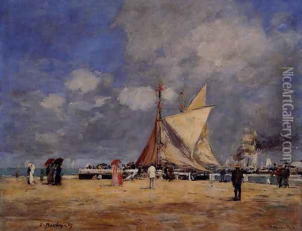 Deauville, on the Jetty Oil Painting - Eugene Boudin