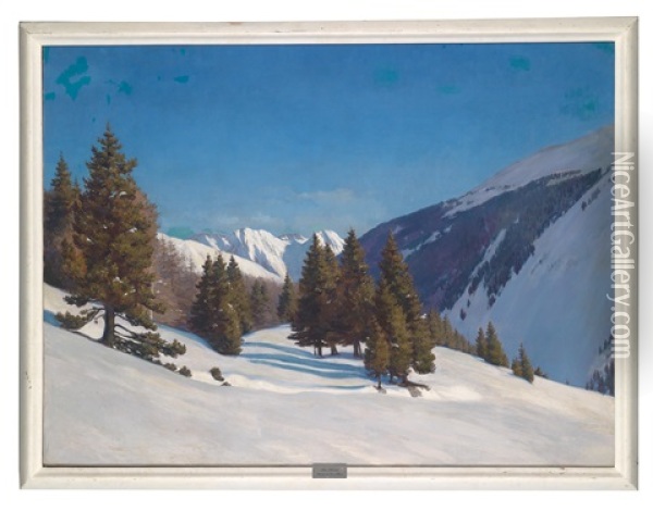 Winter In Den Alpen Oil Painting - Max Hunten