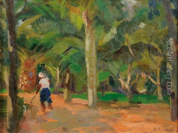 Parc A Marrakech Oil Painting - Elie Anatole Pavil