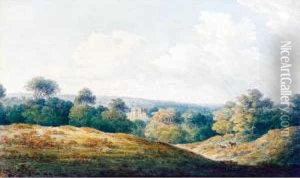 View Over An Estate Oil Painting - John Powell