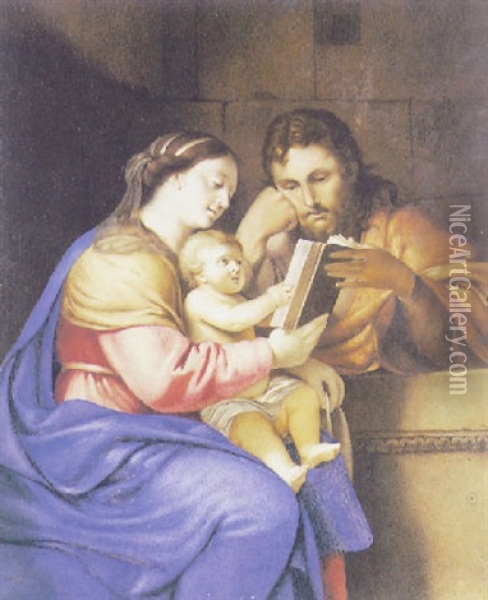 La Sacra Famiglia Oil Painting - Paul Mignard