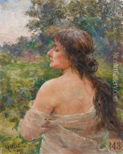 Portrait D'une Jeune Femme De Dos Oil Painting - Georges Moreau de Tours