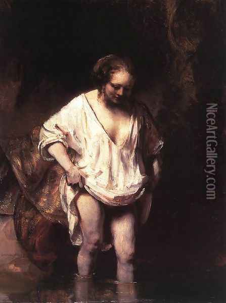 Hendrickje Bathing in a River 1654 Oil Painting - Rembrandt Van Rijn