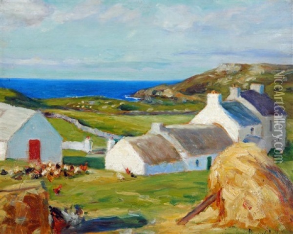 View Of An Irish Coastal Farmstead Oil Painting - Michael Augustin Power O'Malley