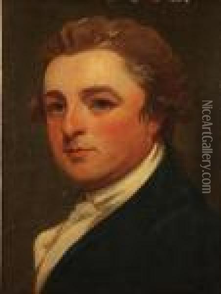 Bust Portrait Of A Gentleman - Possibly A Mr. Tomsall Oil Painting - George Romney