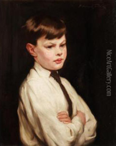 Portrait Of Anthony John, The Artist's Son Oil Painting - Percy Harland Fisher