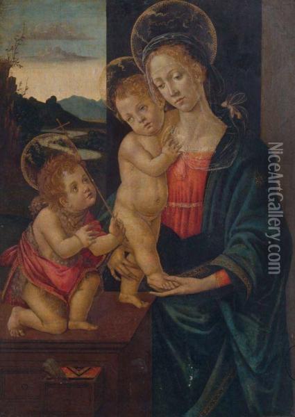 Madonna Col Bambino E San Giovannino Oil Painting - Francesco Botticini