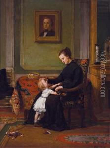Mother And Child Oil Painting - Jules Richomme